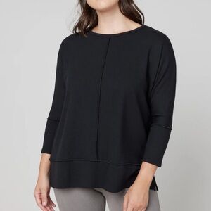 Spanx Black Perfect Length 3/4 Sleeve Top Size Medium Dolman Sleeve Relaxed Fit